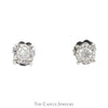 3/4cttw Illusion Set Diamond Stud Earrings with Channel Set Diamond Accents in 10k White Gold - Thumbnail 1