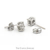 3/4cttw Illusion Set Diamond Stud Earrings with Channel Set Diamond Accents in 10k White Gold - Thumbnail 2