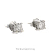 3/4cttw Illusion Set Diamond Stud Earrings with Channel Set Diamond Accents in 10k White Gold - Thumbnail 3