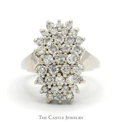 Rectangular 2cttw Round Diamond Cluster Ring in 14k White Gold