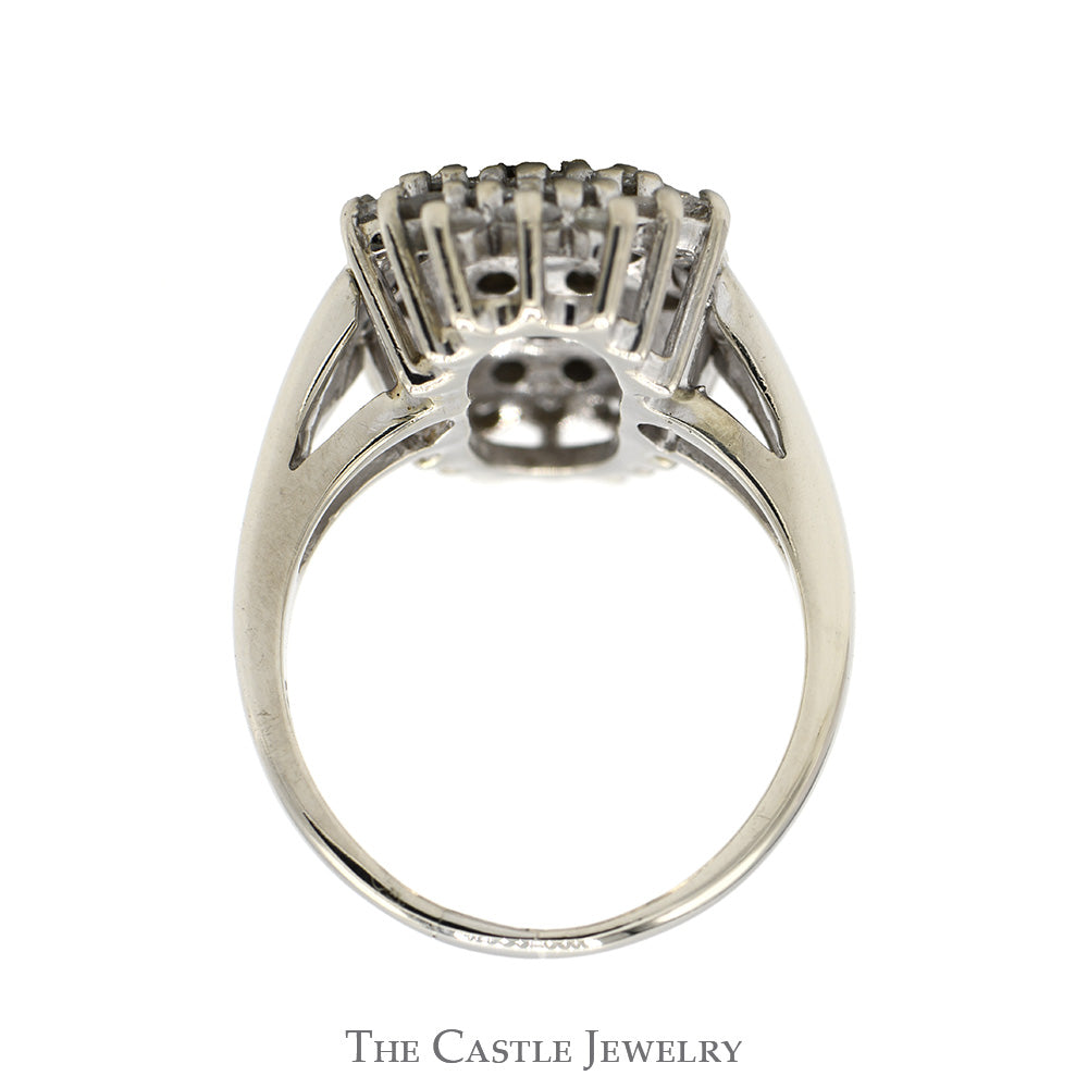 Rectangular 2cttw Round Diamond Cluster Ring in 14k White Gold
