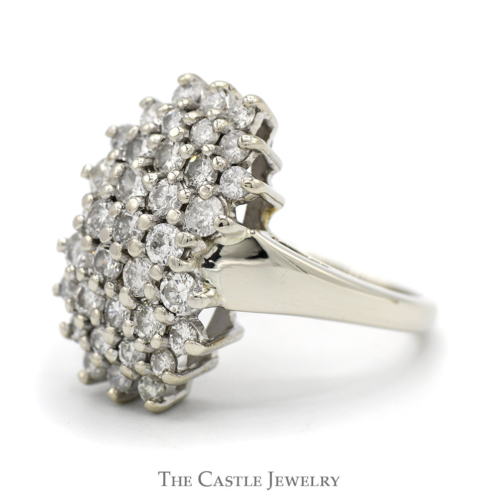 Rectangular 2cttw Round Diamond Cluster Ring in 14k White Gold