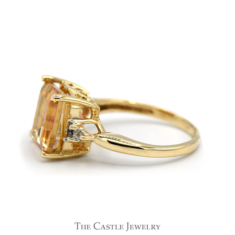 Square Shaped Pink & Yellow Mystic Topaz with Diamond Accents in 14k Y ...