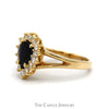 Pear Cut Sapphire Ring with Diamond Halo in 14k Yellow Gold Split Shank Setting - Thumbnail 3