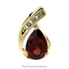 Pear Shaped Garnet and Diamond Pendant in 10k Yellow Gold - Thumbnail 1