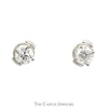 1cttw Round Diamond Stud Earrings with La Pousette Backs in 14k White Gold - Thumbnail 1