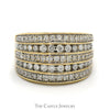 5 Row Wide Tapered 1cttw Diamond Band in 14k Yellow Gold - Thumbnail 1