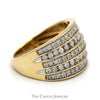 5 Row Wide Tapered 1cttw Diamond Band in 14k Yellow Gold - Thumbnail 3