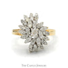 3/4cttw Swirled Diamond Cluster Ring in 14k Yellow Gold - Thumbnail 1