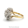 3/4cttw Swirled Diamond Cluster Ring in 14k Yellow Gold - Thumbnail 3