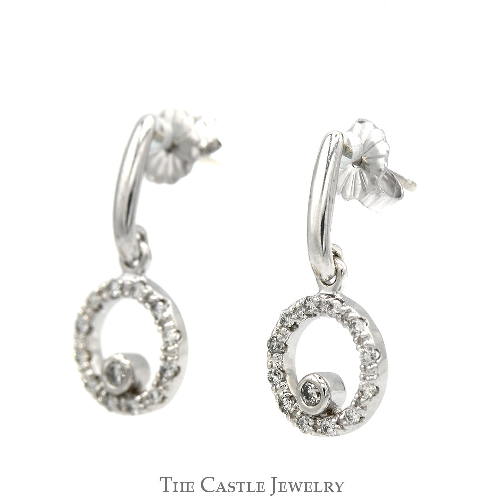 1/4cttw Diamond Circular Dangle Earrings in 14k White Gold