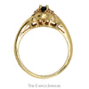 Oval Sapphire Ring with Diamond Cluster Accents in 14k Yellow Gold - Thumbnail 2