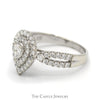 1cttw Pear Cut Diamond Engagement Ring with Double Halo and Accented Split Shank Sides in 10k White Gold - Thumbnail 3