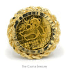 24K Gold 1989 Panda Coin Ring in 14k Yellow Gold Rope Designed Bezel Mount - Thumbnail 1