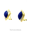 Marquise Shaped Lapis Earrings with Diamond Accents in 14k Yellow Gold - Thumbnail 2