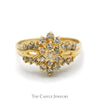3/4cttw Flower Shaped Diamond Cluster Ring with Split Shank Sides in 14k Yellow Gold - Thumbnail 1