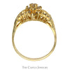 3/4cttw Flower Shaped Diamond Cluster Ring with Split Shank Sides in 14k Yellow Gold - Thumbnail 2