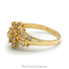 3/4cttw Flower Shaped Diamond Cluster Ring with Split Shank Sides in 14k Yellow Gold - Thumbnail 3