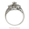 Snowflake Designed 3/4cttw Diamond Cluster Ring with Split Shank Sides in 14k White Gold - Thumbnail 2