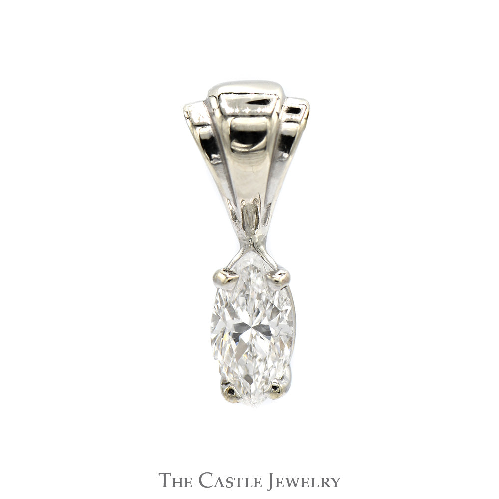 Marquise Cut .40ct Diamond Solitaire Pendant in 14k White Gold