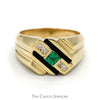 Square Cut Emerald Ring with Onyx and Diamond Accents in 14k Yellow Gold - Thumbnail 1