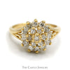 .85cttw Round Diamond Cocktail Cluster Ring in 14k Yellow Gold Split Shank Setting - Thumbnail 1