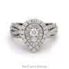 1cttw Pear Shaped Diamond Cluster Ring with Diamond Accented Twisted Sides in 14k White Gold - Thumbnail 1