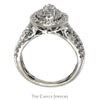 1cttw Pear Shaped Diamond Cluster Ring with Diamond Accented Twisted Sides in 14k White Gold - Thumbnail 2