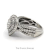 1cttw Pear Shaped Diamond Cluster Ring with Diamond Accented Twisted Sides in 14k White Gold - Thumbnail 3
