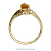 Dainty Pear Shaped Citrine Ring in Gold Crossover Diamond Illusion Mounting - Thumbnail 2