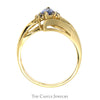 Marquise Shaped Tanzanite Ring with Diamond Accents and Split Shank Sides in 14k Yellow Gold - Thumbnail 2