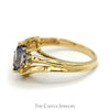 Marquise Shaped Tanzanite Ring with Diamond Accents and Split Shank Sides in 14k Yellow Gold - Thumbnail 3