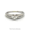 1/2cttw Heart Shaped Diamond Cluster Engagement Ring with Channel Set Diamond Accents in 14k White Gold - Thumbnail 1