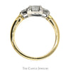 3/4cttw Princess Cut Diamond Engagement Ring with Trillion Cut Diamond Accents in 14k Yellow Gold - Thumbnail 2
