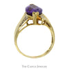Marquise Shaped Amethyst Ring with Illusion Set Diamond Accents in 10k Yellow Gold - Thumbnail 2