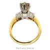 Round Cognac Diamond Engagement Ring with Princess Cut Diamond Accents in 14k Yellow Gold - Thumbnail 2