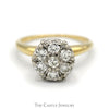3/4cttw Round 7 Diamond Cluster Ring in 14k Yellow Gold - Thumbnail 1