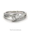 Ever Us Double Diamond Bypass Ring with Diamond Accented Sides in 14k White Gold - Thumbnail 1