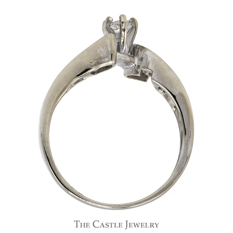 Marquise Cut Diamond Engagement Ring .25CT With .40CTTW Channel-Set Round Brilliant Cut Sides In 14KT White Gold