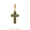 Intricate Filigree Designed Cross Pendant in 14k Two Tone White & Yellow Gold - Thumbnail 1