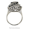 1.3cttw Round Diamond & Sapphire Swirled Cluster Ring in 14k White Gold - Thumbnail 2