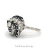 1.3cttw Round Diamond & Sapphire Swirled Cluster Ring in 14k White Gold - Thumbnail 3
