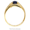 Men's Blue Lindy Star Ring with Illusion Set Diamond Accented Sides in 10k Yellow Gold - Thumbnail 2