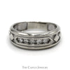 .15cttw 5 Nick Set Diamond Wedding Band with Geometric Sides in 10k White Gold - Thumbnail 1