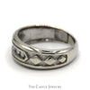 .15cttw 5 Nick Set Diamond Wedding Band with Geometric Sides in 10k White Gold - Thumbnail 3