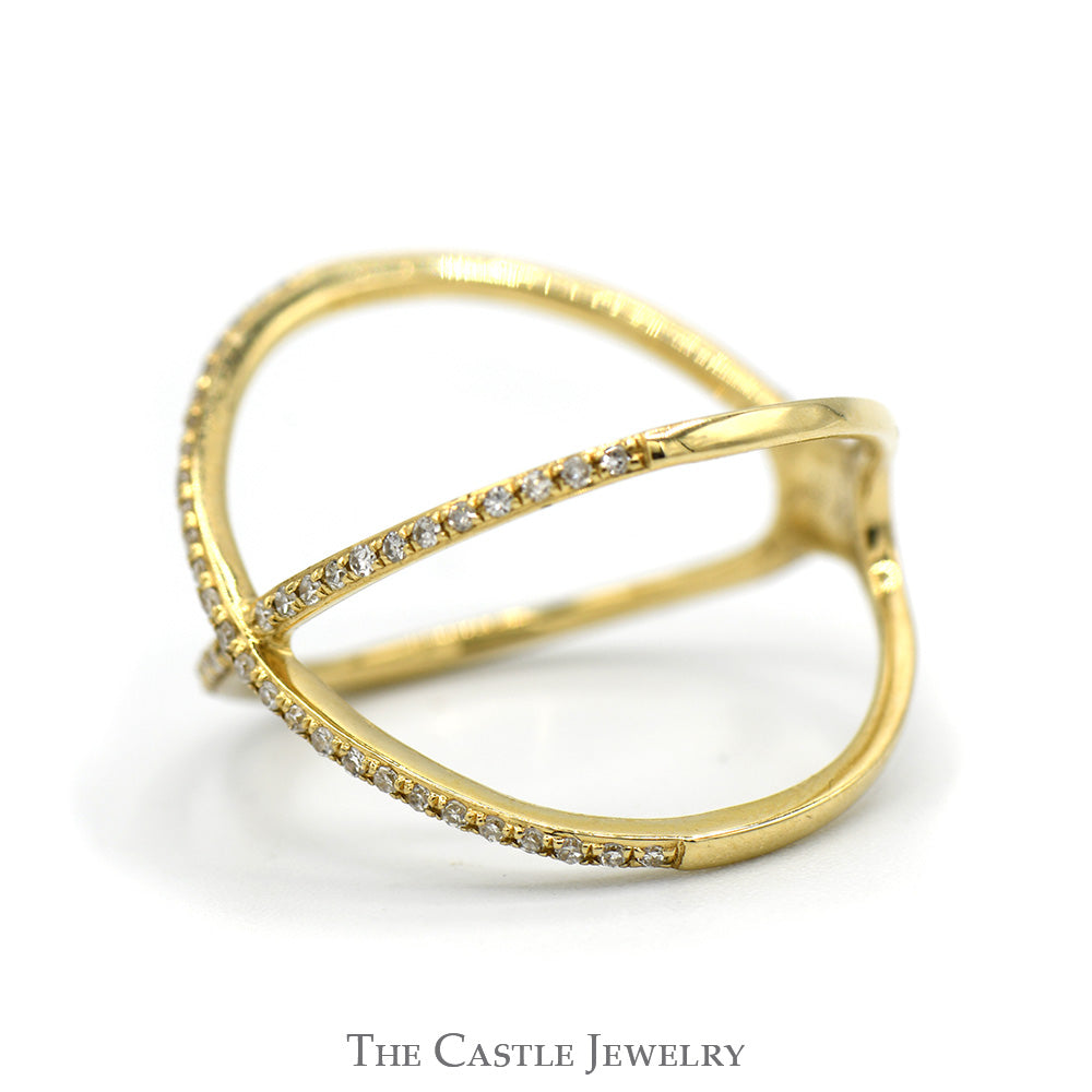 Diamond Open "X" Ring With .25CTTW Of Diamonds In 10 KT Yellow Gold