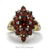 Oval and Pear Garnet Cluster Ring with Diamond Accents in 10k Yellow Gold - Thumbnail 1