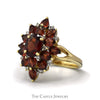 Oval and Pear Garnet Cluster Ring with Diamond Accents in 10k Yellow Gold - Thumbnail 3