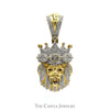 1cttw Pave Set Diamond Lion Head Pendant with Ruby Eyes in 10k Yellow Gold - Thumbnail 1