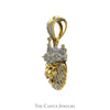 1cttw Pave Set Diamond Lion Head Pendant with Ruby Eyes in 10k Yellow Gold - Thumbnail 2